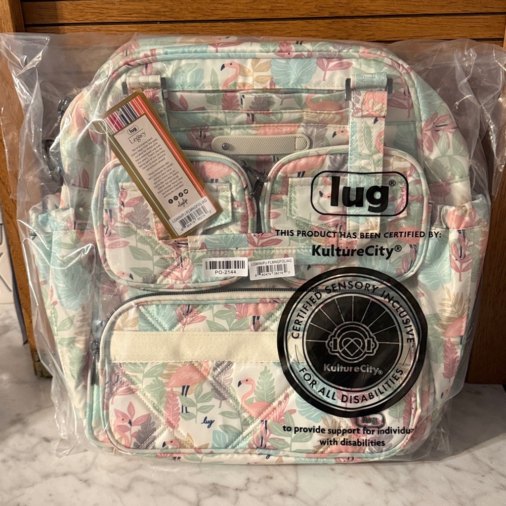 Lug Legacy Mini Puddle Jumper Backpack Crossbody Bag NWT Flamingo Foliage - Picture 12 of 13